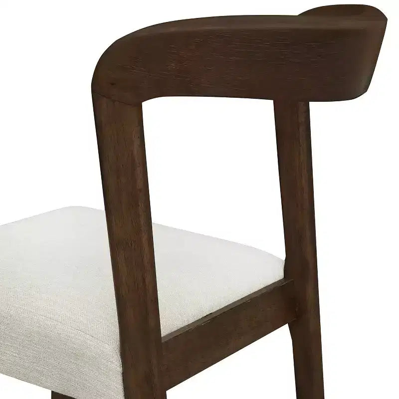 Set di 2 sedie da pranzo Ashton contemporanee in legno di Hevea, imbottite, con schienale curvo aperto, noce