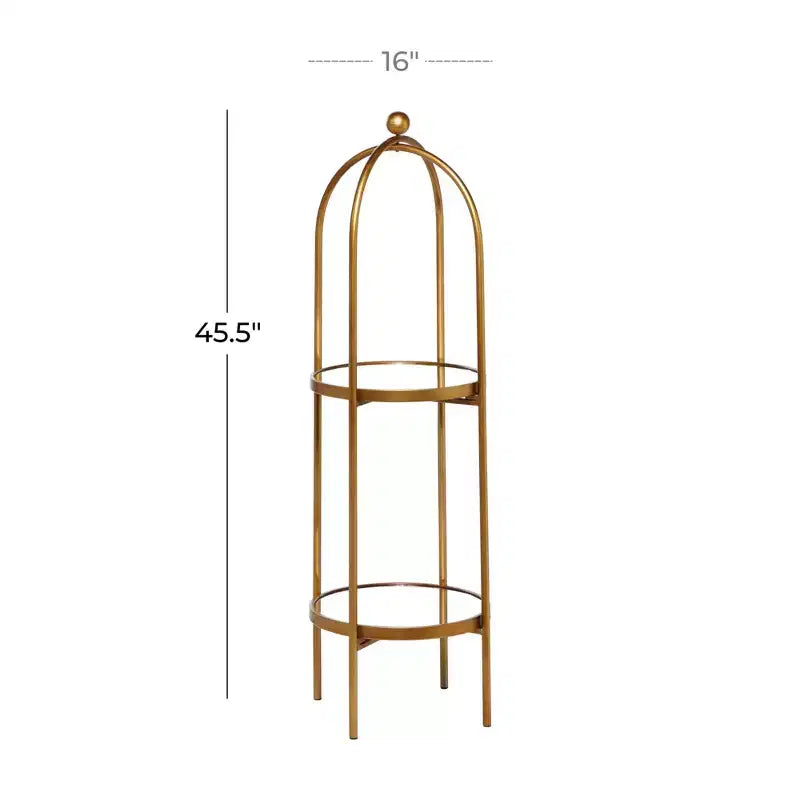 Scaffale Glam in Metallo Dorato: Lusso e Organizzazione, Nessun Montaggio, Libreria a 2 Ripiani
