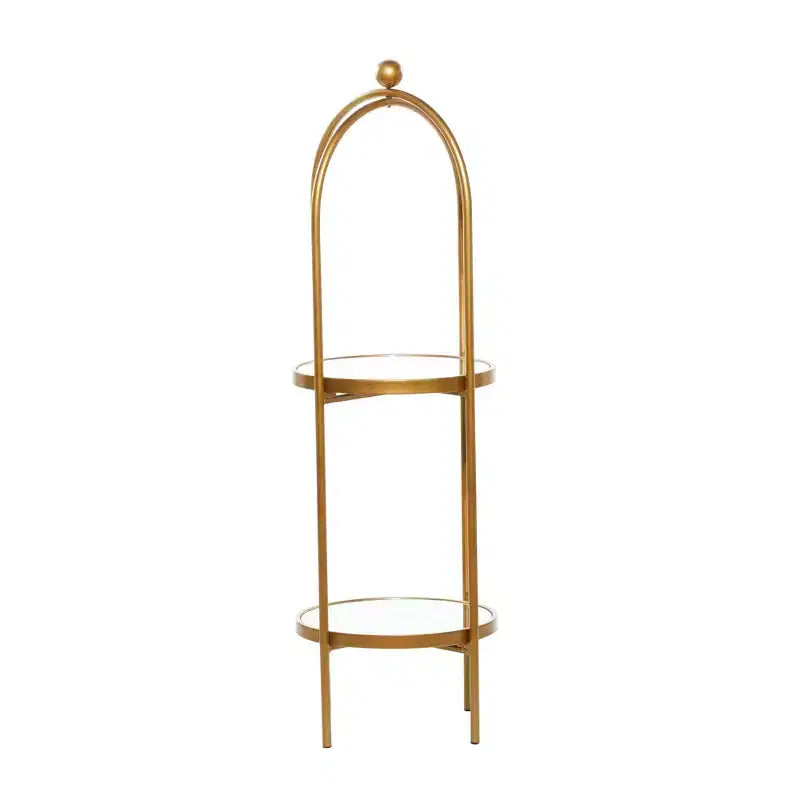 Scaffale Glam in Metallo Dorato: Lusso e Organizzazione, Nessun Montaggio, Libreria a 2 Ripiani