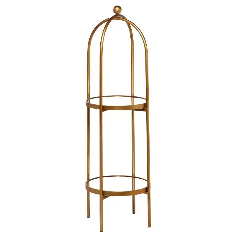 Scaffale Glam in Metallo Dorato: Lusso e Organizzazione, Nessun Montaggio, Libreria a 2 Ripiani