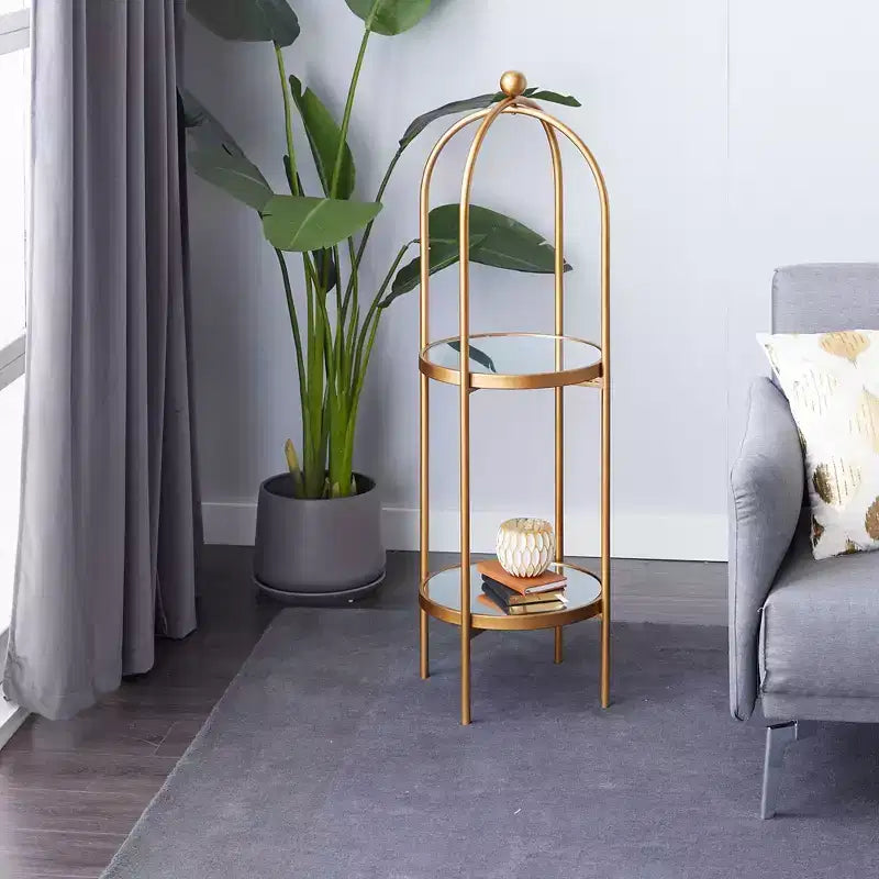 Scaffale Glam in Metallo Dorato: Lusso e Organizzazione, Nessun Montaggio, Libreria a 2 Ripiani