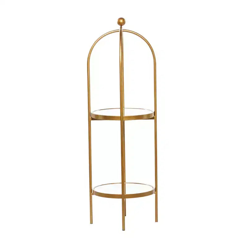 Scaffale Glam in Metallo Dorato: Lusso e Organizzazione, Nessun Montaggio, Libreria a 2 Ripiani