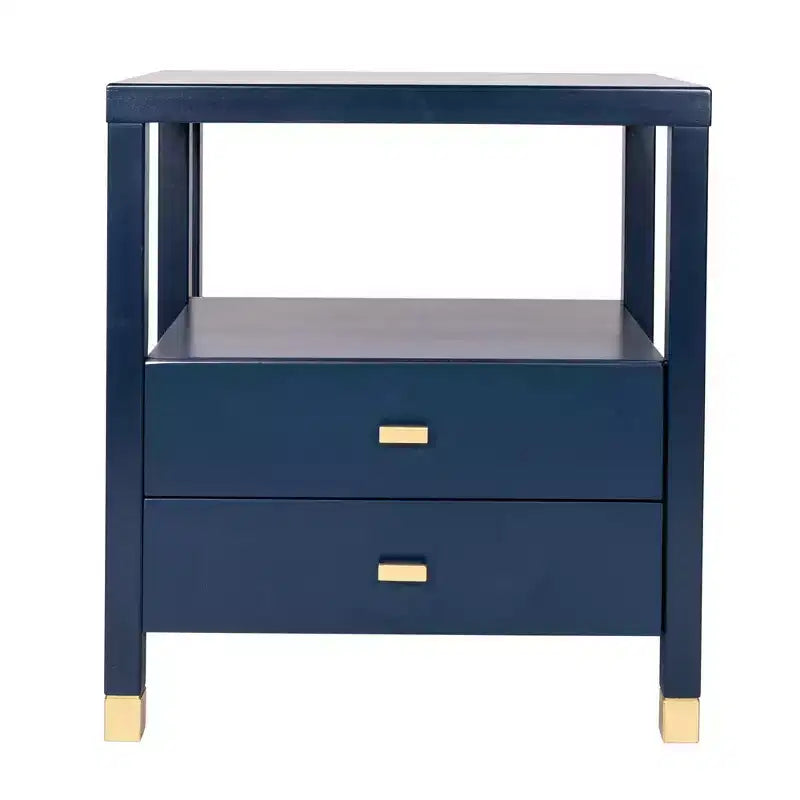 Tavolino d'appoggio Hooper Accent blu navy, struttura in legno, forma rettangolare, due cassetti