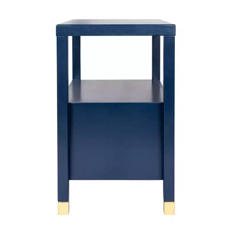 Tavolino d'appoggio Hooper Accent blu navy, struttura in legno, forma rettangolare, due cassetti