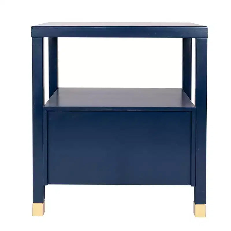 Tavolino d'appoggio Hooper Accent blu navy, struttura in legno, forma rettangolare, due cassetti