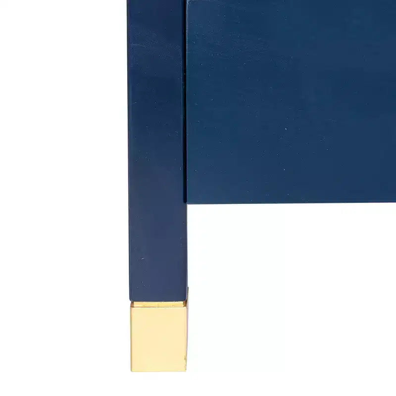 Tavolino d'appoggio Hooper Accent blu navy, struttura in legno, forma rettangolare, due cassetti