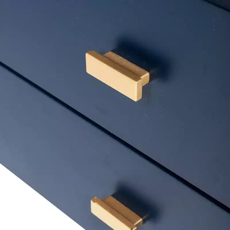 Tavolino d'appoggio Hooper Accent blu navy, struttura in legno, forma rettangolare, due cassetti