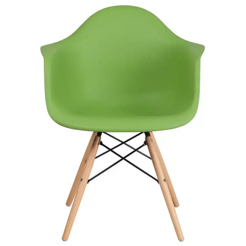 Sedia in plastica con braccioli e gambe in legno Alonza Series
