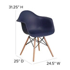 Sedia in plastica con braccioli e gambe in legno Alonza Series
