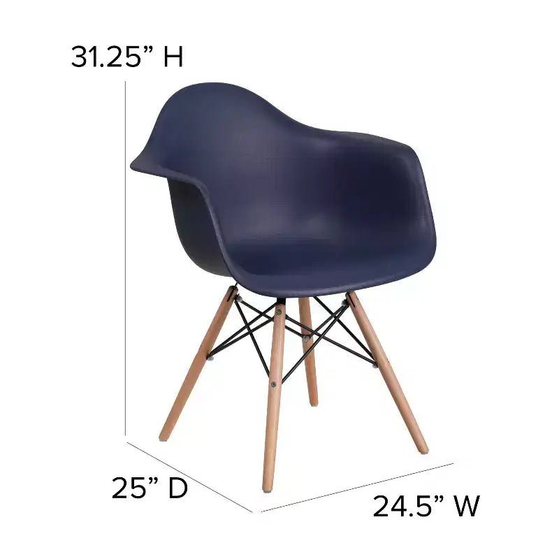 Sedia in plastica con braccioli e gambe in legno Alonza Series