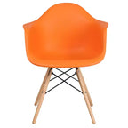 Sedia in plastica con braccioli e gambe in legno Alonza Series