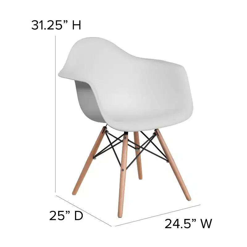 Sedia in plastica con braccioli e gambe in legno Alonza Series