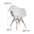Sedia in plastica con braccioli e gambe in legno Alonza Series