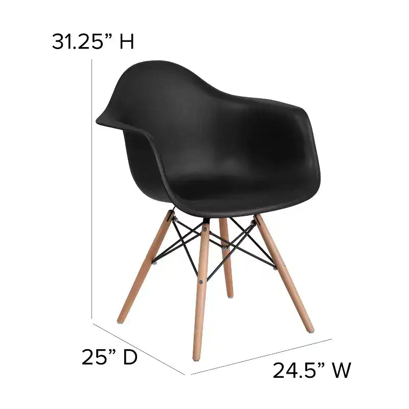 Sedia in plastica con braccioli e gambe in legno Alonza Series