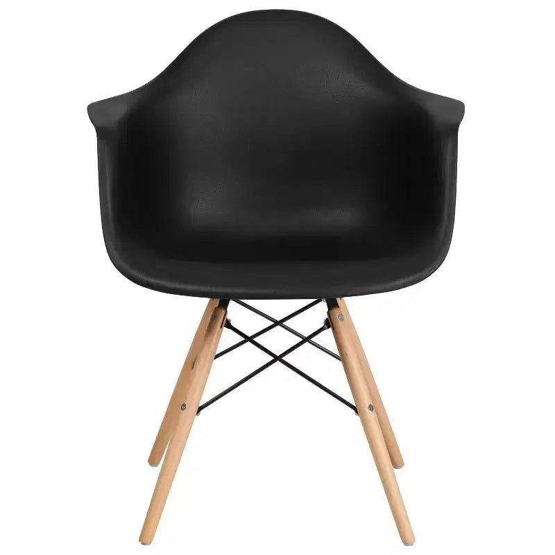 Sedia in plastica con braccioli e gambe in legno Alonza Series