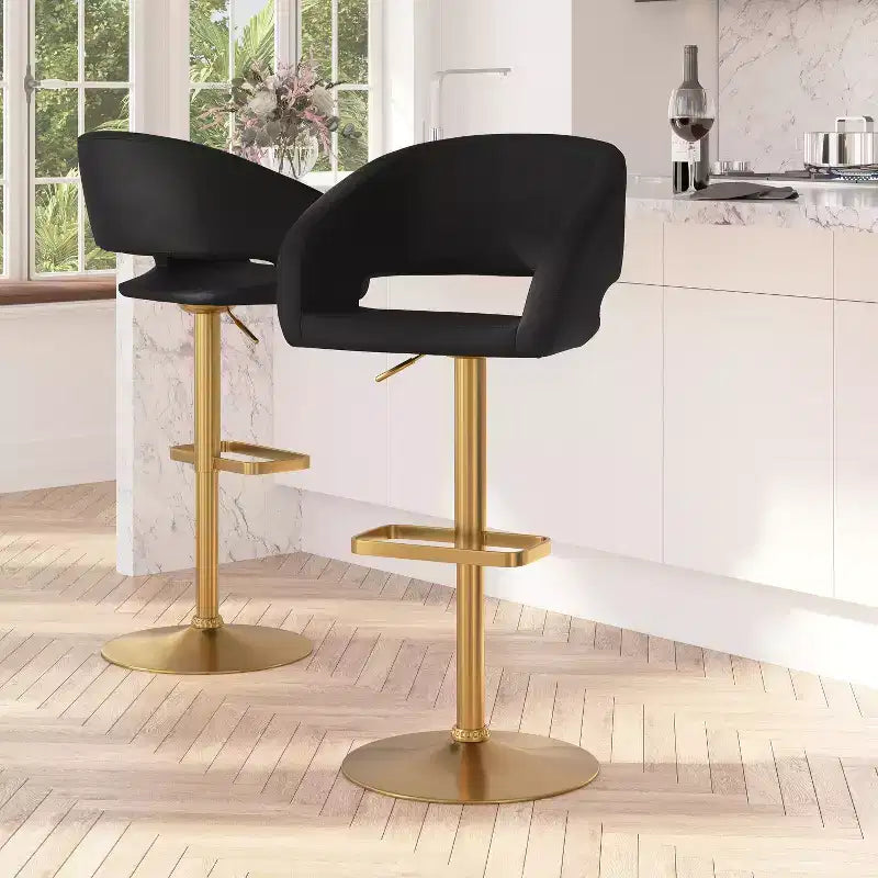 Sgabello da bar moderno, vinile, regolazione pneumatica dell'altezza, 53,34 cm L x 52,07 cm P x 85,09-106,68 cm H