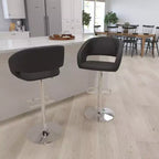 Sgabello da bar moderno, vinile, regolazione pneumatica dell'altezza, 53,34 cm L x 52,07 cm P x 85,09-106,68 cm H