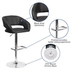 Sgabello da bar moderno, vinile, regolazione pneumatica dell'altezza, 53,34 cm L x 52,07 cm P x 85,09-106,68 cm H