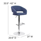 Sgabello da bar moderno, vinile, regolazione pneumatica dell'altezza, 53,34 cm L x 52,07 cm P x 85,09-106,68 cm H