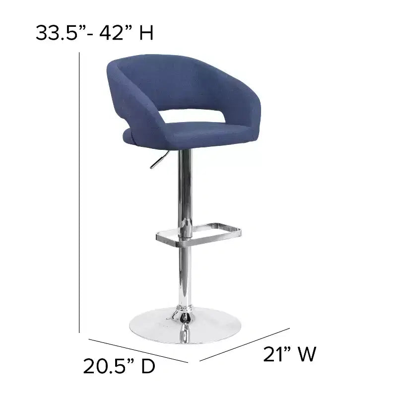 Sgabello da bar moderno, vinile, regolazione pneumatica dell'altezza, 53,34 cm L x 52,07 cm P x 85,09-106,68 cm H