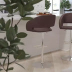 Sgabello da bar moderno, vinile, regolazione pneumatica dell'altezza, 53,34 cm L x 52,07 cm P x 85,09-106,68 cm H
