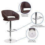 Sgabello da bar moderno, vinile, regolazione pneumatica dell'altezza, 53,34 cm L x 52,07 cm P x 85,09-106,68 cm H