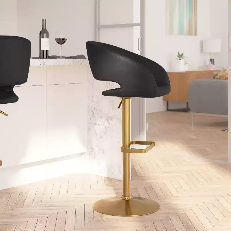 Sgabello da bar moderno, vinile, regolazione pneumatica dell'altezza, 53,34 cm L x 52,07 cm P x 85,09-106,68 cm H