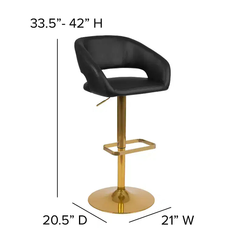 Sgabello da bar moderno, vinile, regolazione pneumatica dell'altezza, 53,34 cm L x 52,07 cm P x 85,09-106,68 cm H