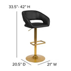 Sgabello da bar moderno, vinile, regolazione pneumatica dell'altezza, 53,34 cm L x 52,07 cm P x 85,09-106,68 cm H