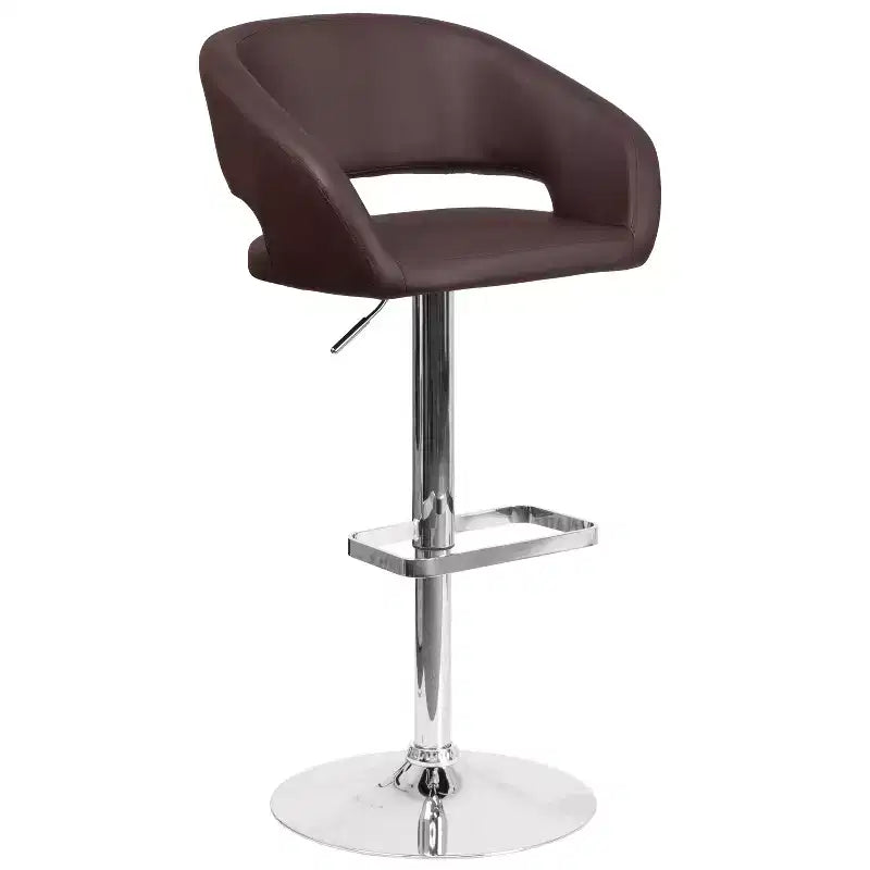 Sgabello da bar moderno, vinile, regolazione pneumatica dell'altezza, 53,34 cm L x 52,07 cm P x 85,09-106,68 cm H