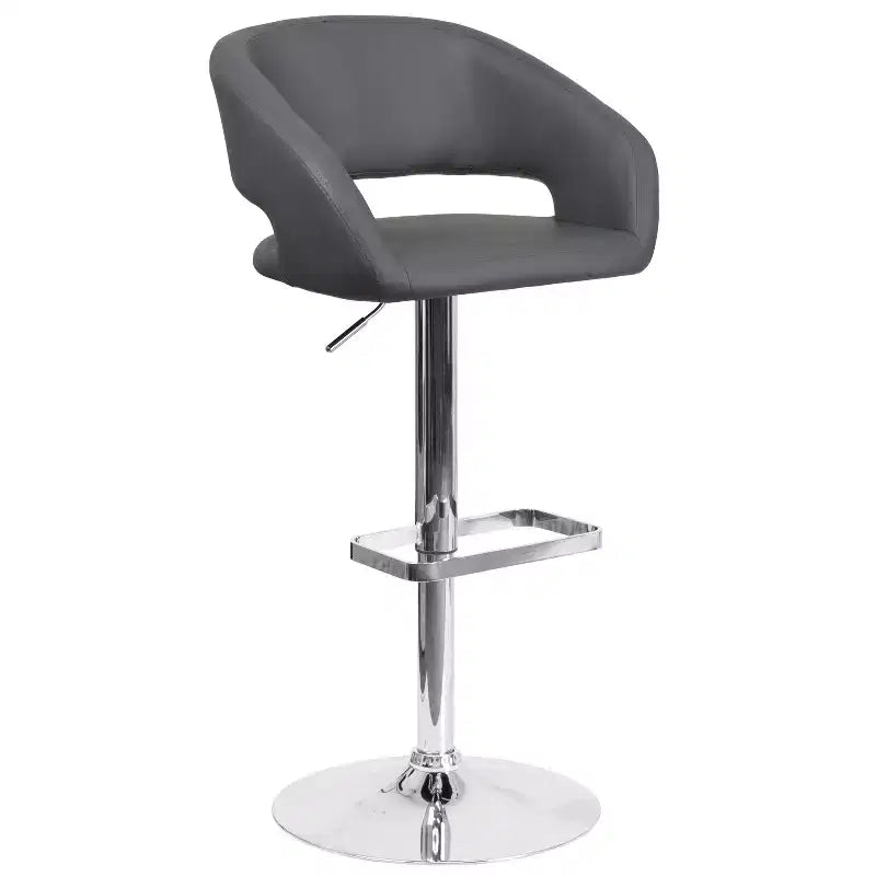 Sgabello da bar moderno, vinile, regolazione pneumatica dell'altezza, 53,34 cm L x 52,07 cm P x 85,09-106,68 cm H