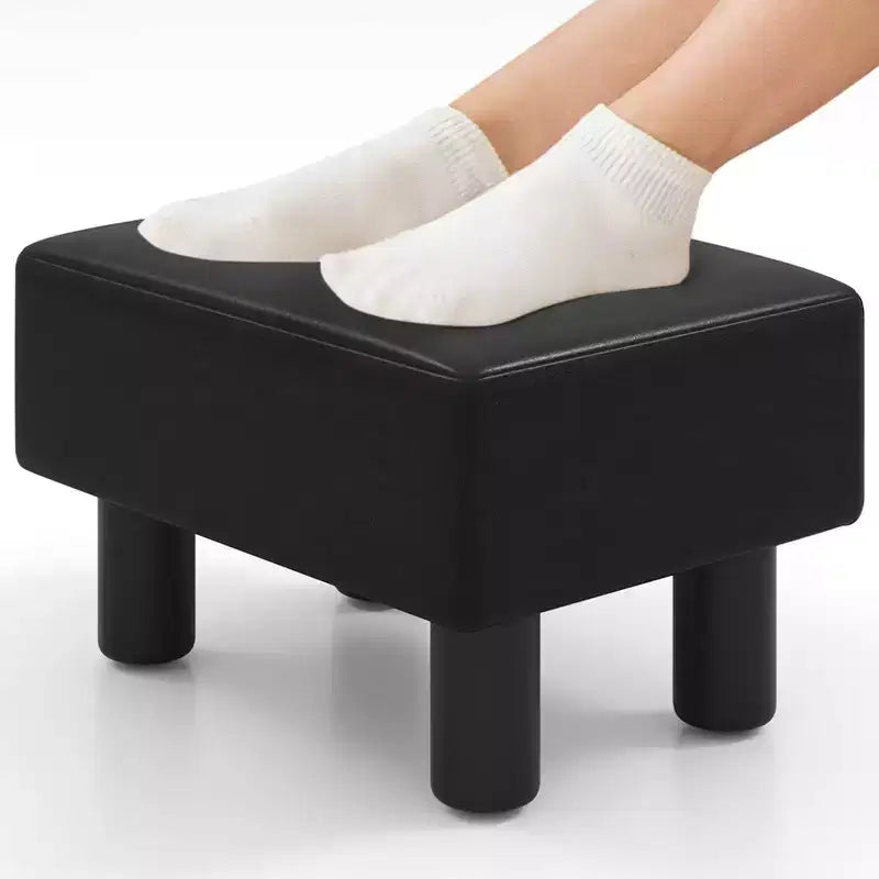 Pouf Poggiapiedi Rettangolare in Pelle Sintetica, 40,6 x 30,5 x 24,1 cm, Capacità 150 kg, Scomparto con Cerniera