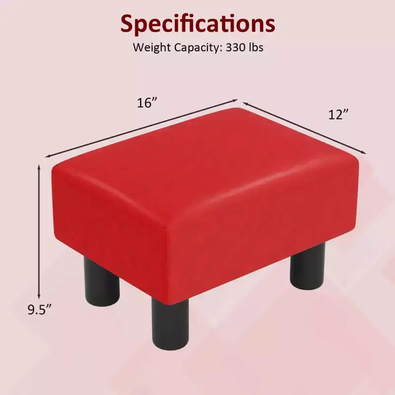 Pouf Poggiapiedi Rettangolare in Pelle Sintetica, 40,6 x 30,5 x 24,1 cm, Capacità 150 kg, Scomparto con Cerniera