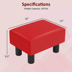 Pouf Poggiapiedi Rettangolare in Pelle Sintetica, 40,6 x 30,5 x 24,1 cm, Capacità 150 kg, Scomparto con Cerniera