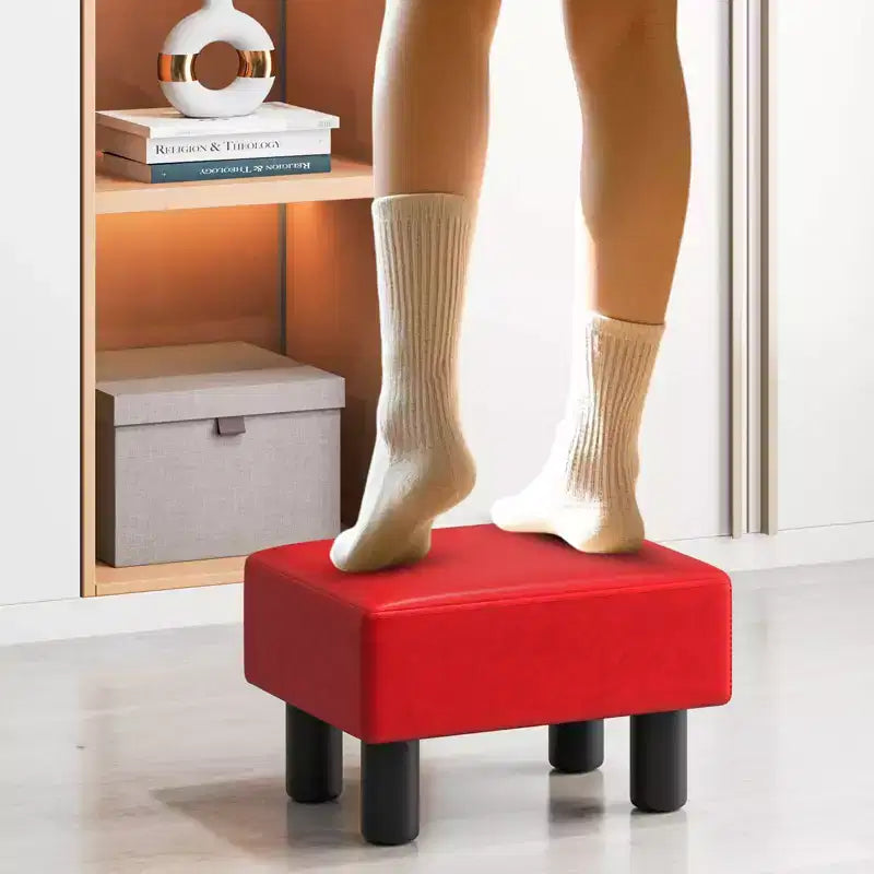 Pouf Poggiapiedi Rettangolare in Pelle Sintetica, 40,6 x 30,5 x 24,1 cm, Capacità 150 kg, Scomparto con Cerniera