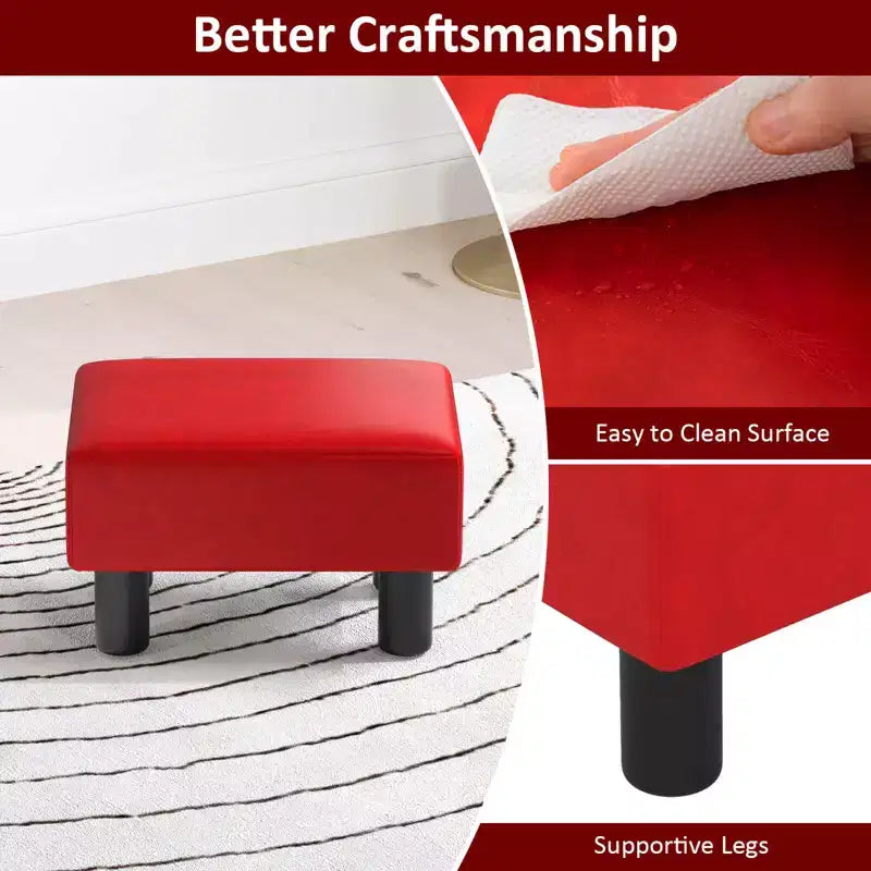 Pouf Poggiapiedi Rettangolare in Pelle Sintetica, 40,6 x 30,5 x 24,1 cm, Capacità 150 kg, Scomparto con Cerniera