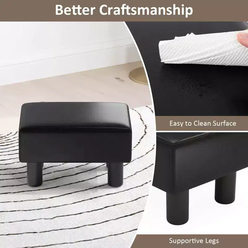 Pouf Poggiapiedi Rettangolare in Pelle Sintetica, 40,6 x 30,5 x 24,1 cm, Capacità 150 kg, Scomparto con Cerniera