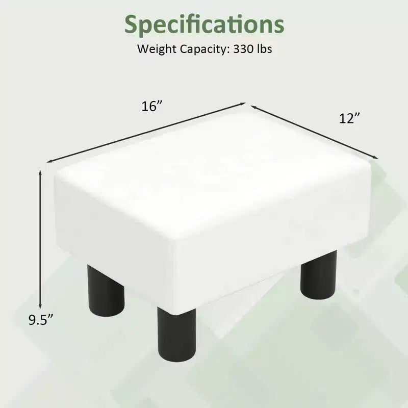Pouf Poggiapiedi Rettangolare in Pelle Sintetica, 40,6 x 30,5 x 24,1 cm, Capacità 150 kg, Scomparto con Cerniera