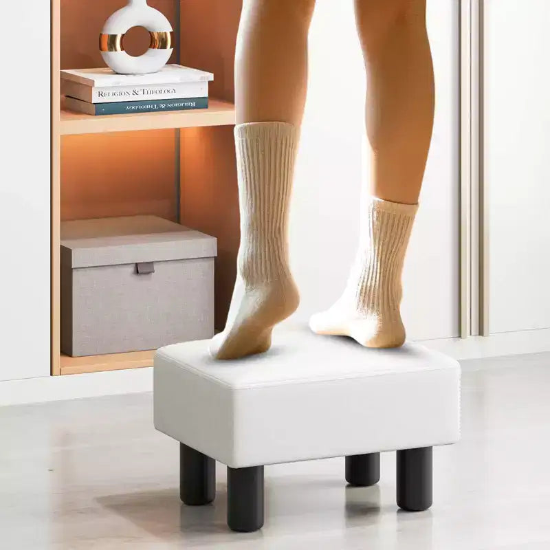 Pouf Poggiapiedi Rettangolare in Pelle Sintetica, 40,6 x 30,5 x 24,1 cm, Capacità 150 kg, Scomparto con Cerniera