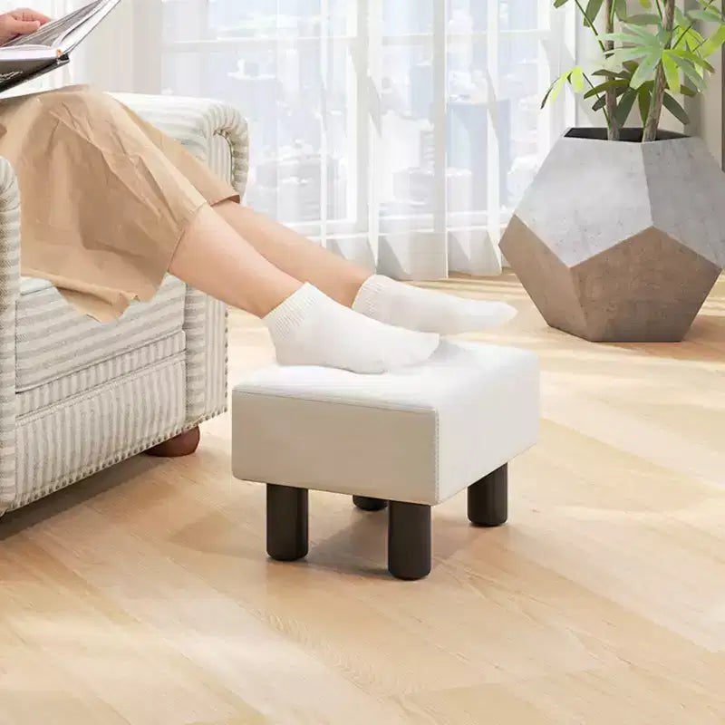 Pouf Poggiapiedi Rettangolare in Pelle Sintetica, 40,6 x 30,5 x 24,1 cm, Capacità 150 kg, Scomparto con Cerniera