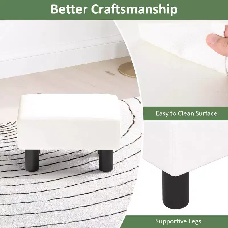 Pouf Poggiapiedi Rettangolare in Pelle Sintetica, 40,6 x 30,5 x 24,1 cm, Capacità 150 kg, Scomparto con Cerniera