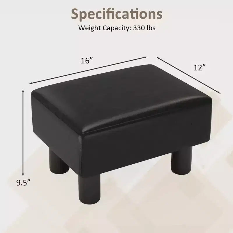 Pouf Poggiapiedi Rettangolare in Pelle Sintetica, 40,6 x 30,5 x 24,1 cm, Capacità 150 kg, Scomparto con Cerniera