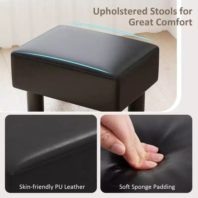 Pouf Poggiapiedi Rettangolare in Pelle Sintetica, 40,6 x 30,5 x 24,1 cm, Capacità 150 kg, Scomparto con Cerniera