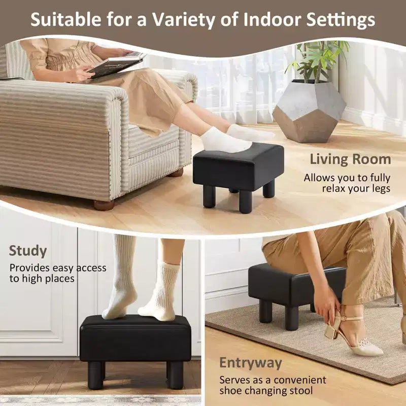 Pouf Poggiapiedi Rettangolare in Pelle Sintetica, 40,6 x 30,5 x 24,1 cm, Capacità 150 kg, Scomparto con Cerniera