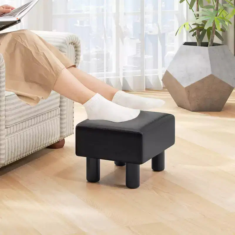 Pouf Poggiapiedi Rettangolare in Pelle Sintetica, 40,6 x 30,5 x 24,1 cm, Capacità 150 kg, Scomparto con Cerniera