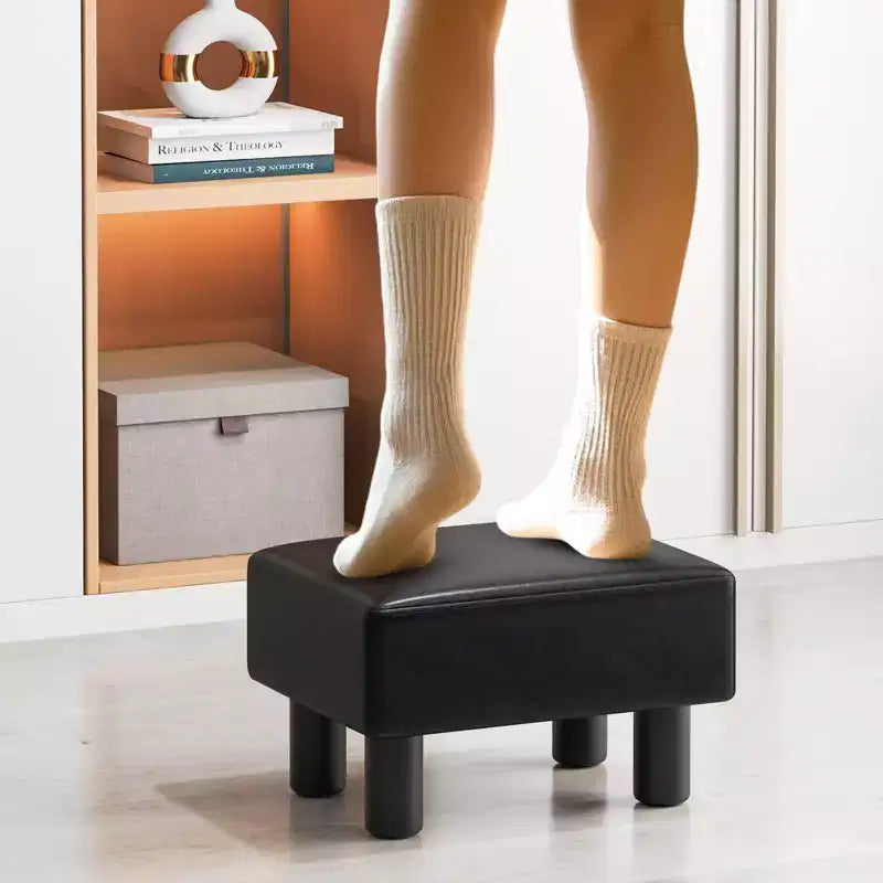 Pouf Poggiapiedi Rettangolare in Pelle Sintetica, 40,6 x 30,5 x 24,1 cm, Capacità 150 kg, Scomparto con Cerniera