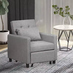 Divano letto convertibile con chaise longue, 3 posizioni reclinabili, portata 122 kg, poliestere e cotone