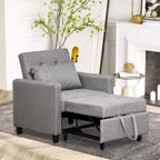 Divano letto convertibile con chaise longue, 3 posizioni reclinabili, portata 122 kg, poliestere e cotone