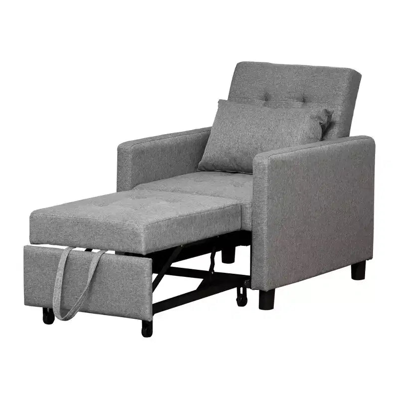 Divano letto convertibile con chaise longue, 3 posizioni reclinabili, portata 122 kg, poliestere e cotone