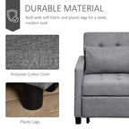 Divano letto convertibile con chaise longue, 3 posizioni reclinabili, portata 122 kg, poliestere e cotone